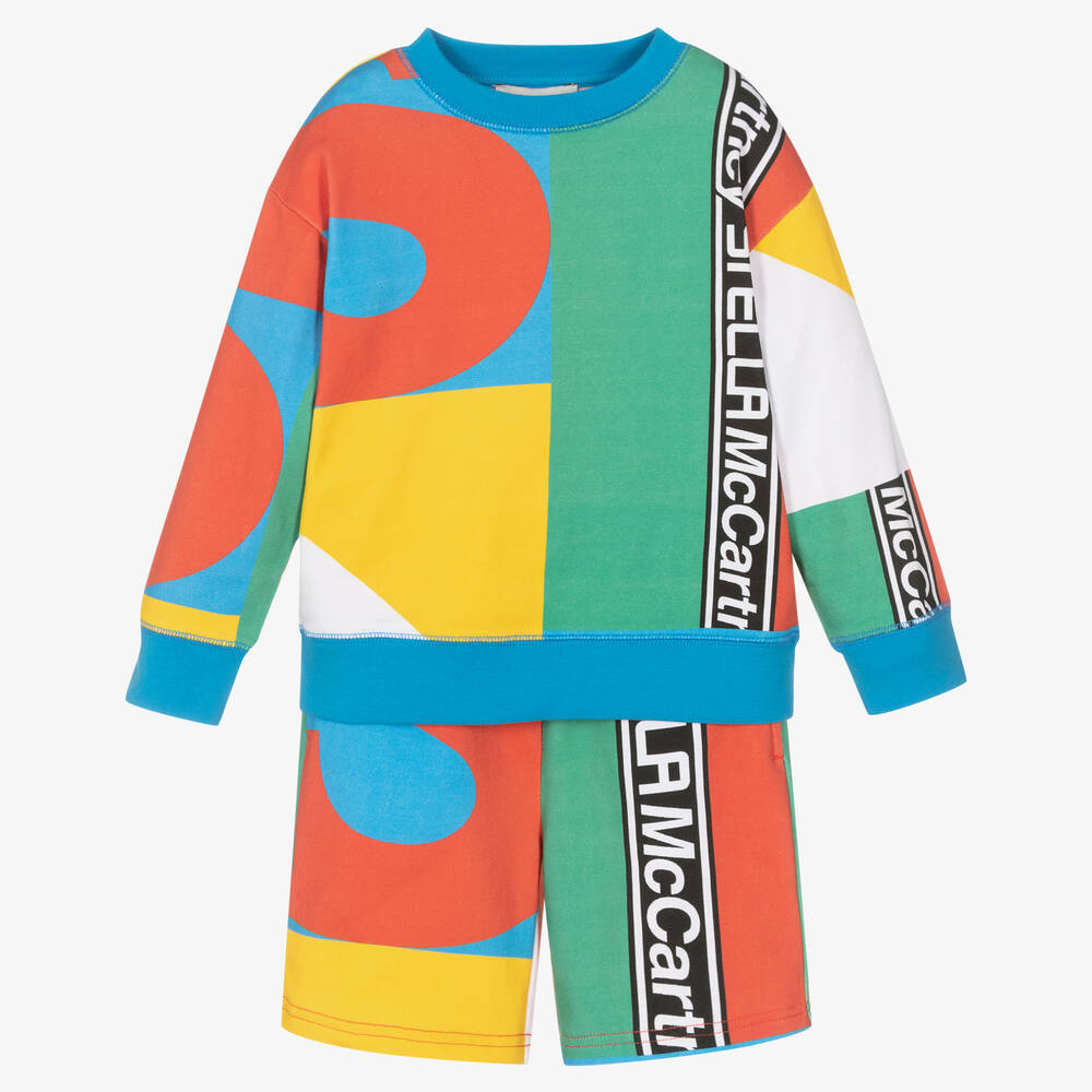 Stella McCartney Kids - شورت قطن عضوي جيرسي بألوان بلوك للأولاد | Childrensalon