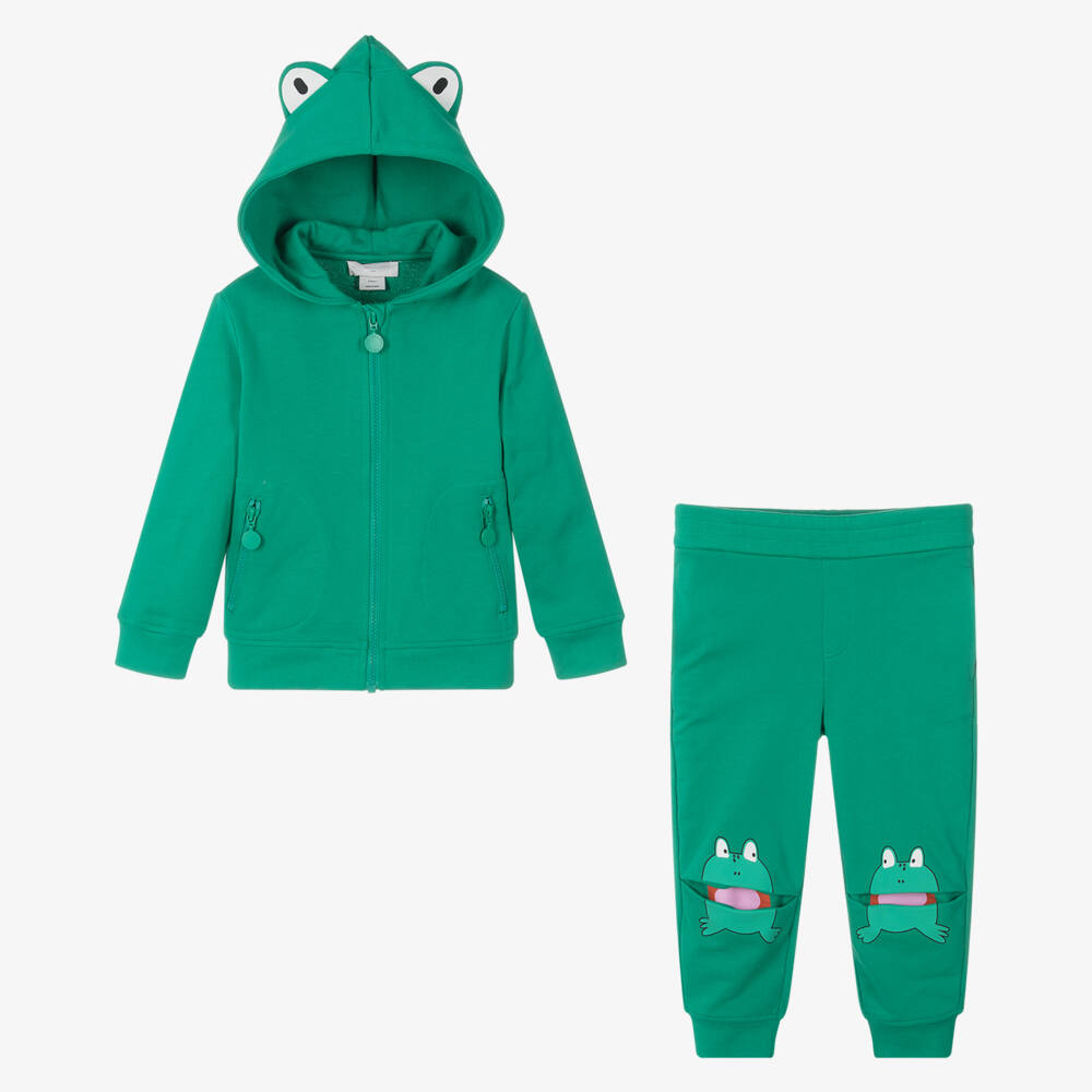 Stella McCartney Kids-Boys Cotton Frog-Print Green Set | Childrensalon Outlet
