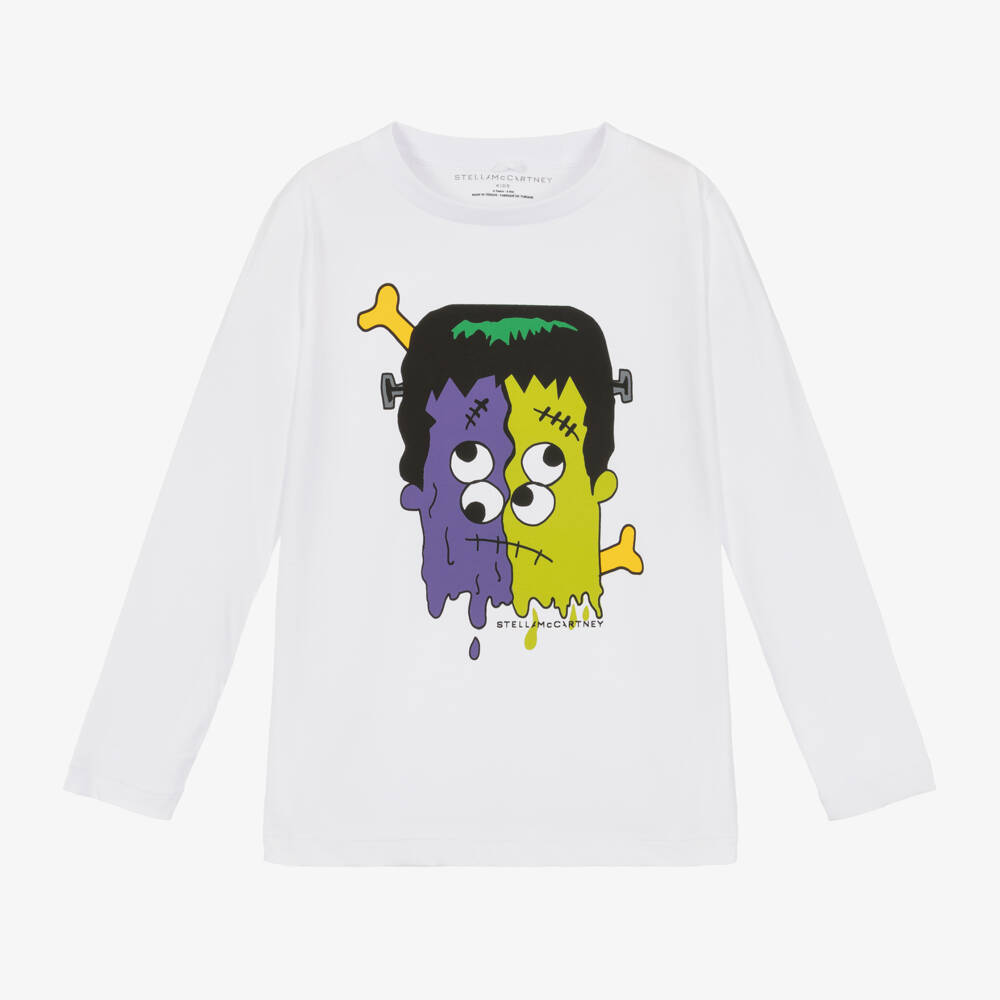 Stella McCartney Kids-Белый хлопковый топ Франкенштейн для мальчиков | Childrensalon Outlet