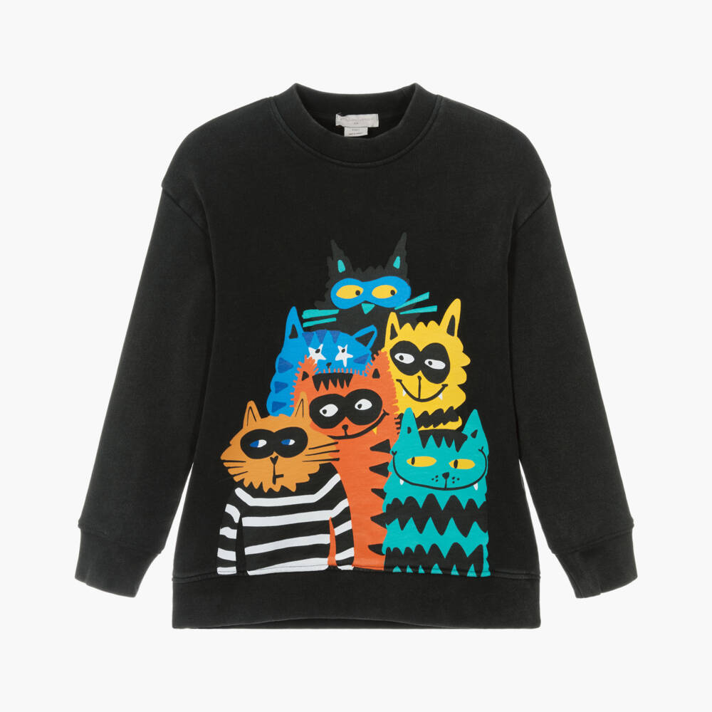 Stella McCartney Kids-Свитер из хлопка с принтом кошки для мальчиков | Childrensalon Outlet
