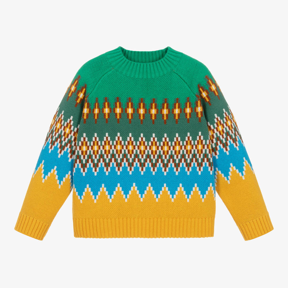 Stella McCartney Kids - Вязаный свитер из хлопка и шерсти для мальчиков | Childrensalon
