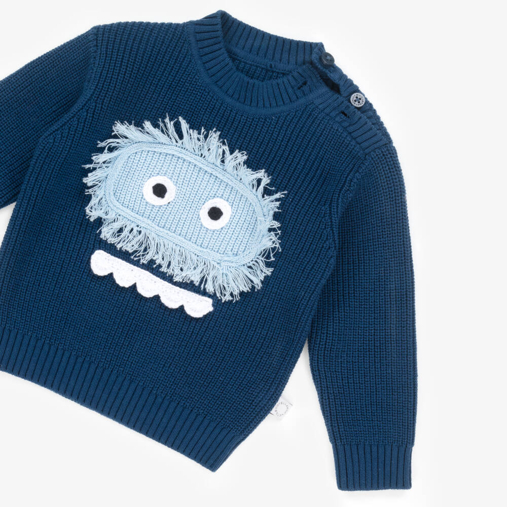 Stella McCartney Kids-كنزة زرقاء دافئة للأولاد بتصميم اليتي | Childrensalon Outlet