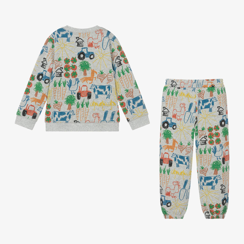 Stella McCartney Kids-Boys Cozy Grey Farm Print Set | Childrensalon Outlet