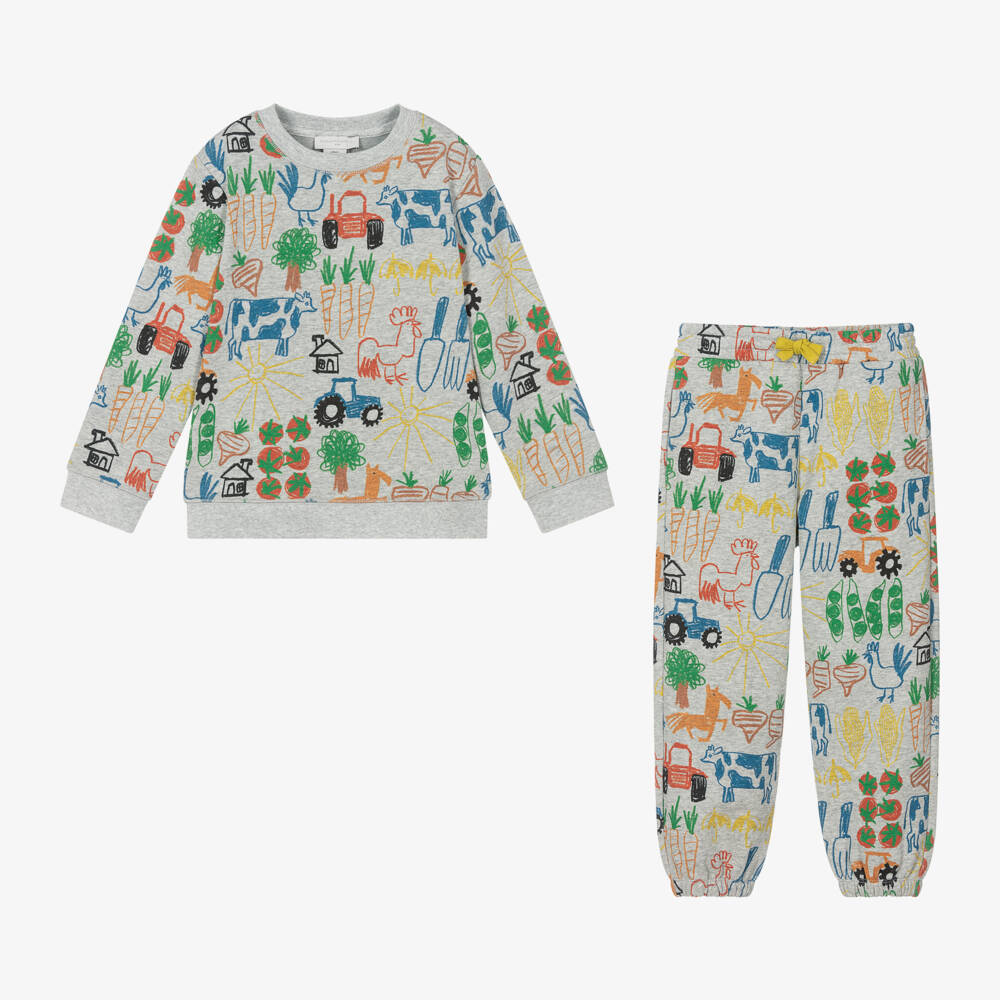 Stella McCartney Kids-Boys Cozy Grey Farm Print Set | Childrensalon Outlet