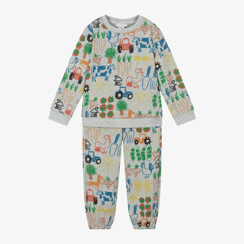 Stella McCartney Kids-Boys Cozy Grey Farm Print Set | Childrensalon Outlet