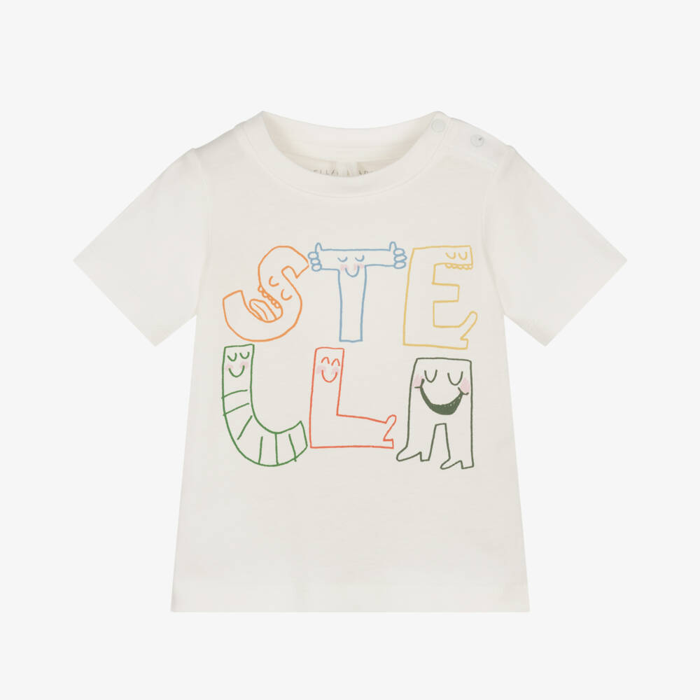 Stella McCartney Kids-Boys Cream Cotton Graphic Tee | Childrensalon Outlet