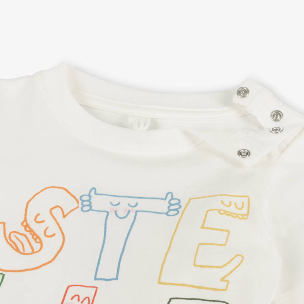 Stella McCartney Kids-Boys Cream Cotton Graphic Tee | Childrensalon Outlet