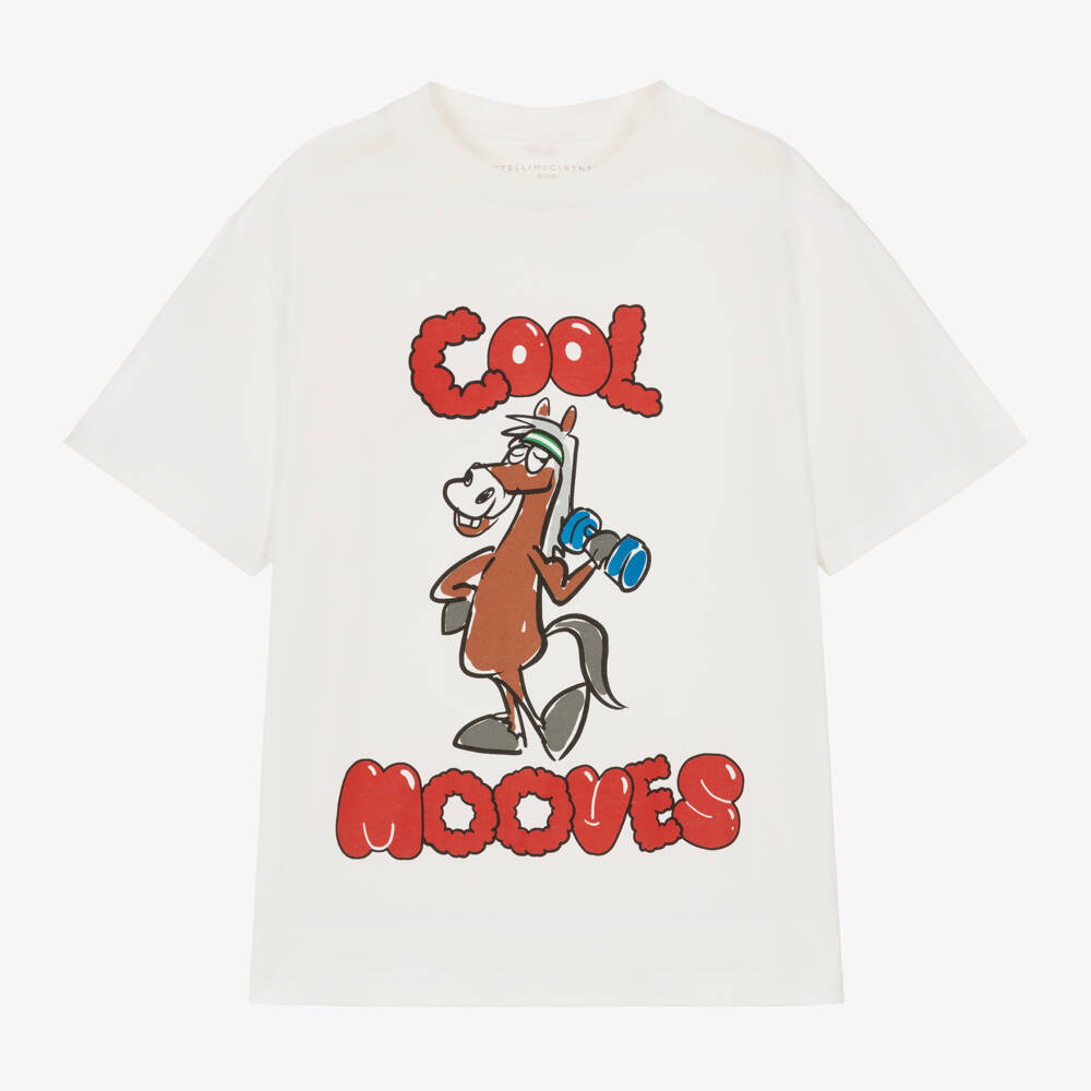 Stella McCartney Kids-Boys Cream Horse Graphic Tee | Childrensalon Outlet
