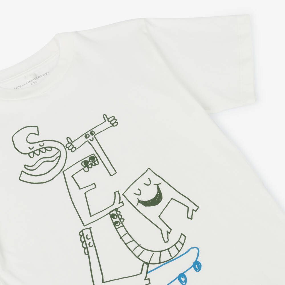 Stella McCartney Kids-Boys Creamy Cotton Oversize Tee | Childrensalon Outlet