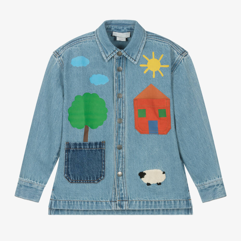 Stella McCartney Kids-Boys Denim Farm-Themed Shirt | Childrensalon Outlet