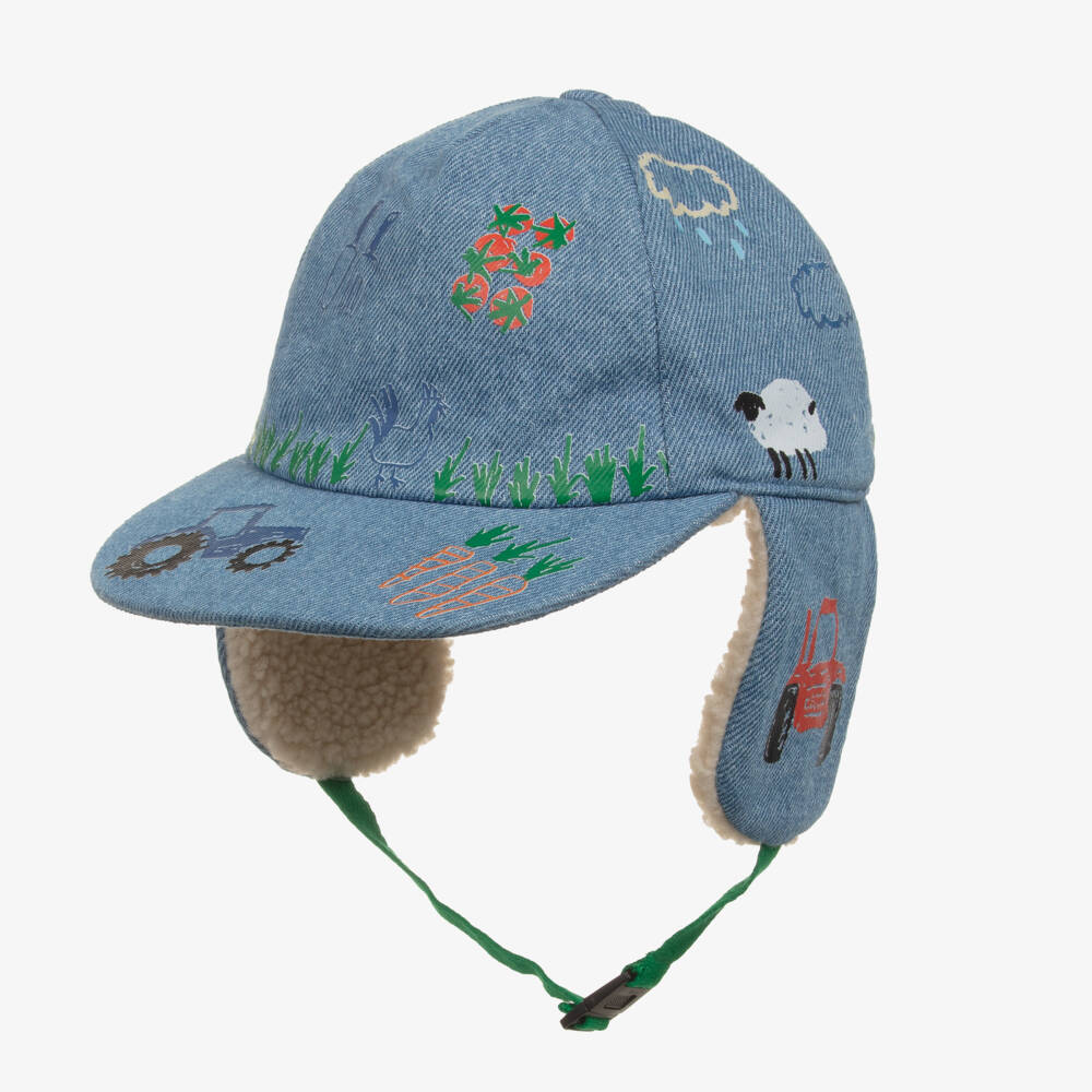 Stella McCartney Kids-Boys Denim Farmyard Deerstalker | Childrensalon Outlet