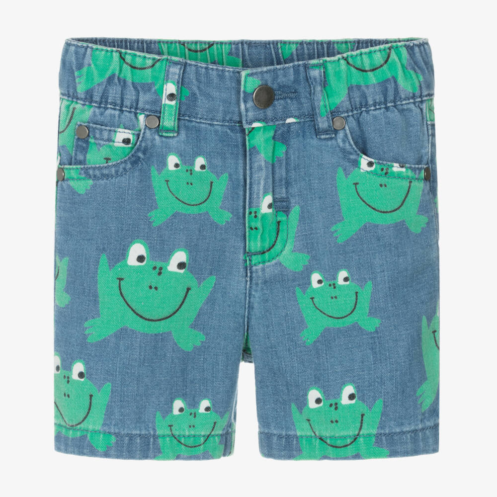 Stella McCartney Kids-شورت جينز للأولاد مزين بالضفادع | Childrensalon Outlet