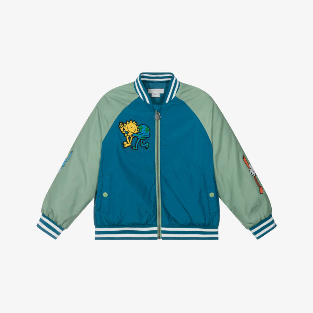 Stella McCartney Kids-Boys Eco Blue Varsity Jacket | Childrensalon Outlet