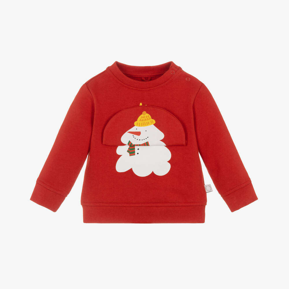 Stella McCartney Kids-سويتشيرت قطن عضوي لون أحمر للأولاد | Childrensalon Outlet