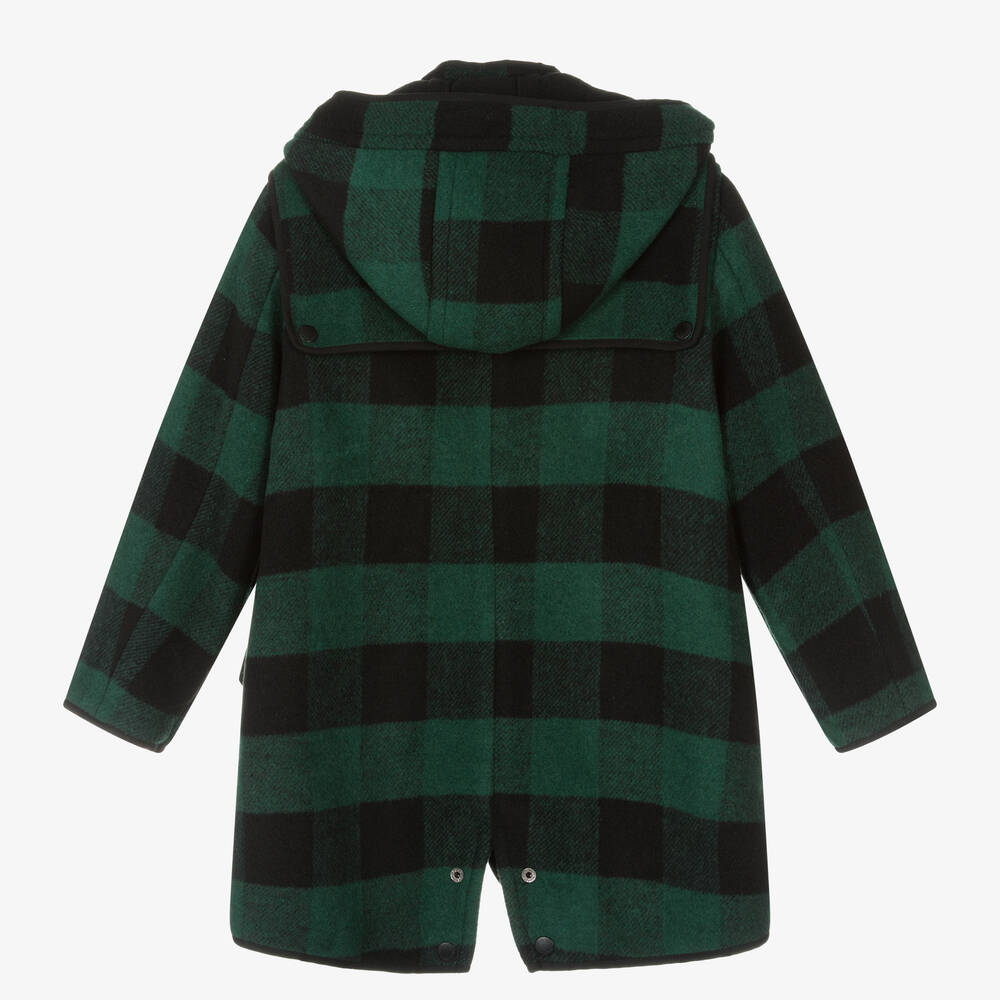 Stella McCartney Kids-Черно-зеленая куртка в клетку со значками для мальчиков | Childrensalon Outlet