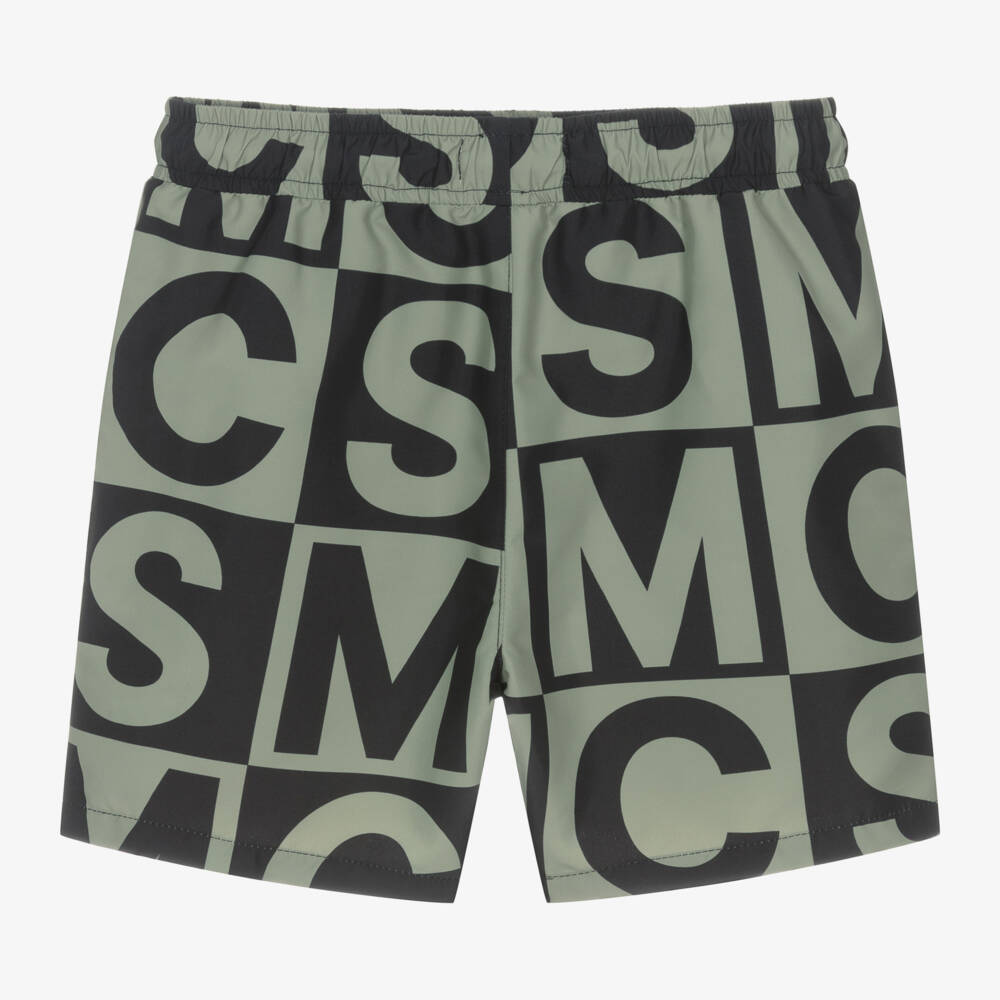 Stella McCartney Kids-Boys Green & Black Logo Swimshorts | Childrensalon Outlet