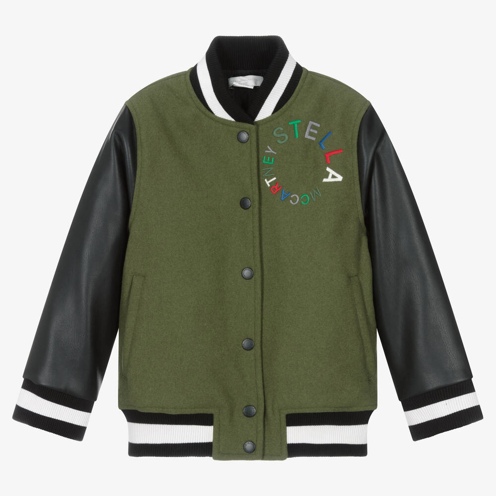 Stella McCartney Kids-Черно-зеленый бомбер для мальчиков | Childrensalon Outlet