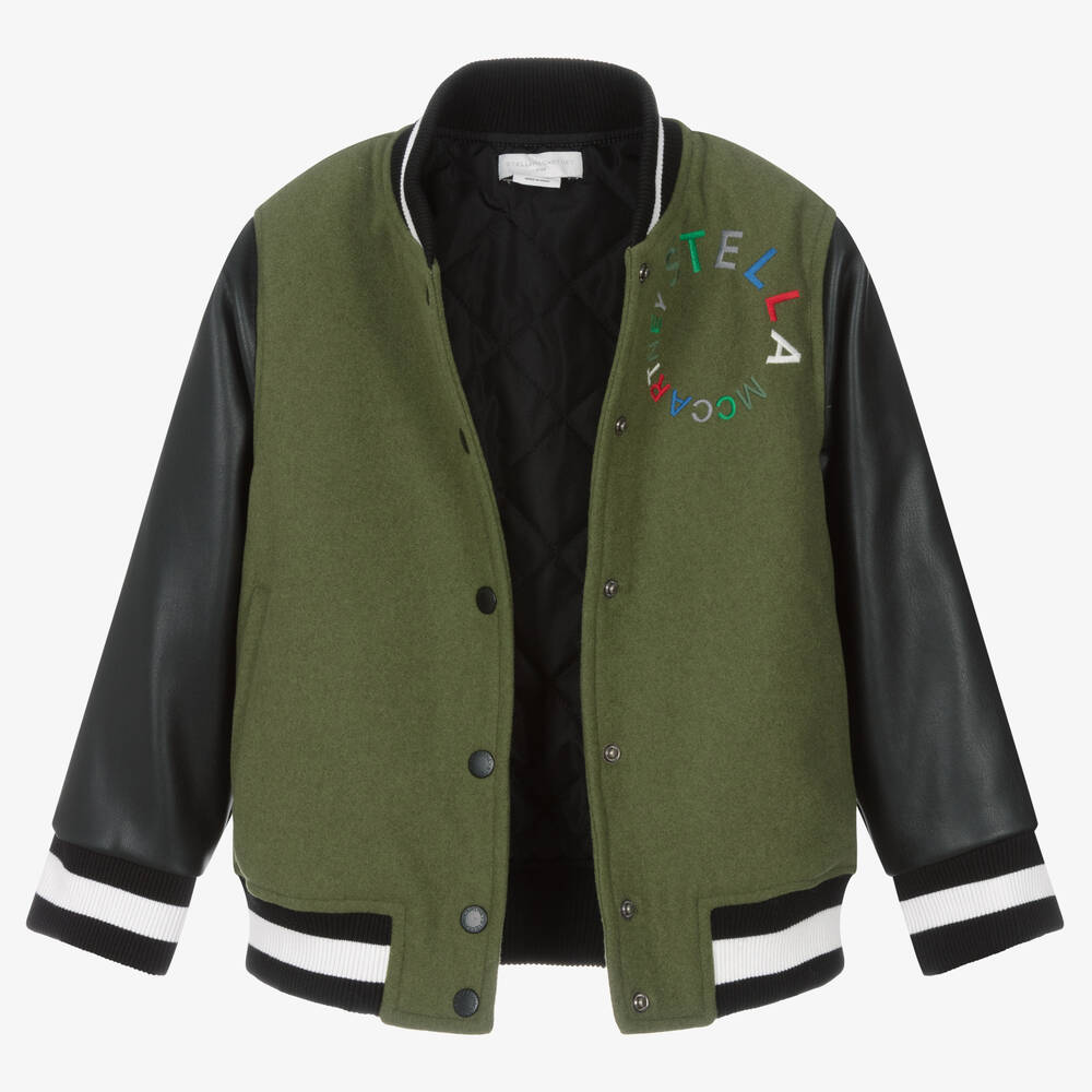 Stella McCartney Kids Bomber universitaire vert et noir Childrensalon Outlet