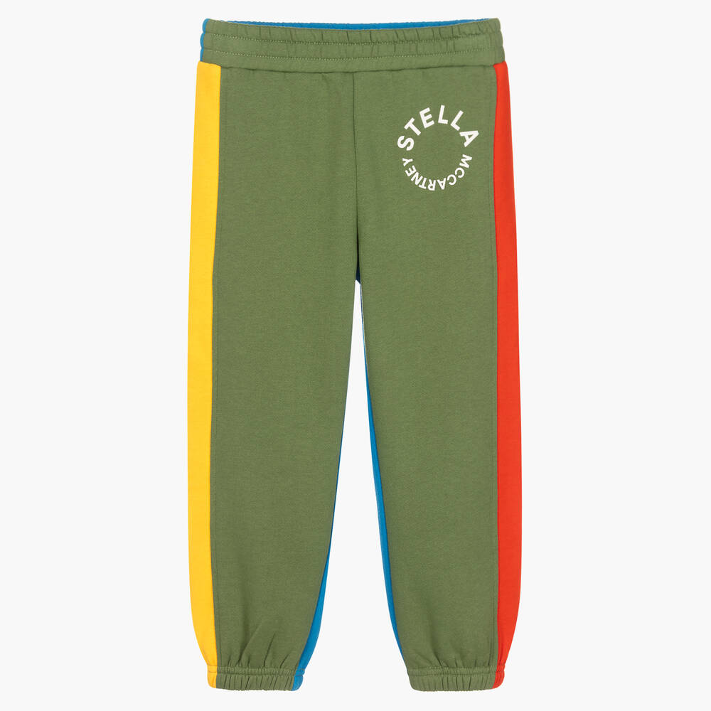 Stella McCartney Kids - Boys Green & Blue Cotton Joggers | Childrensalon