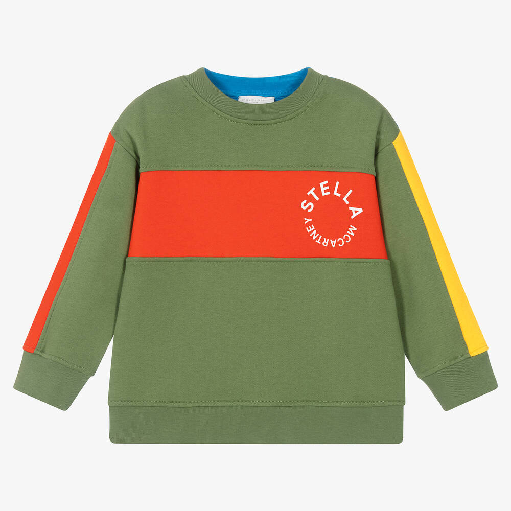 Stella McCartney Kids-Зелено-голубой свитшот из хлопка для мальчиков | Childrensalon Outlet