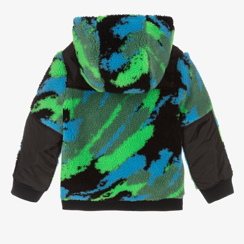 Stella McCartney Kids-توب هودي فليس لون أخضر وكحلي للأولاد | Childrensalon Outlet