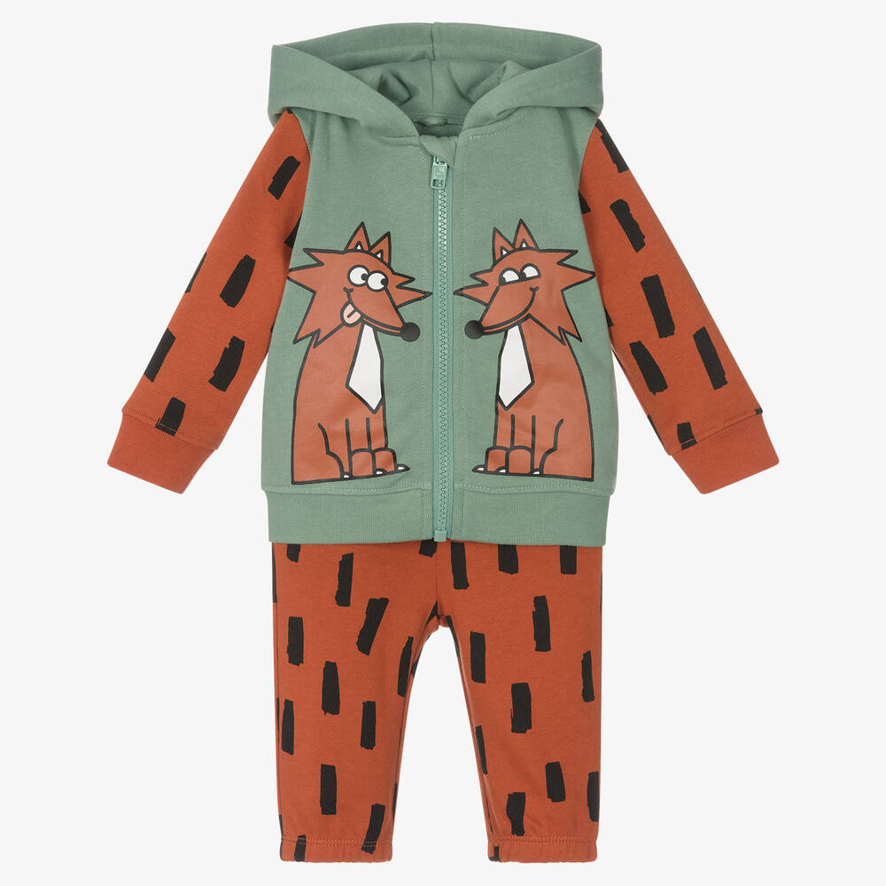 Stella McCartney Kids - Fuchs-Trainingsanzug, grün & braun | Childrensalon