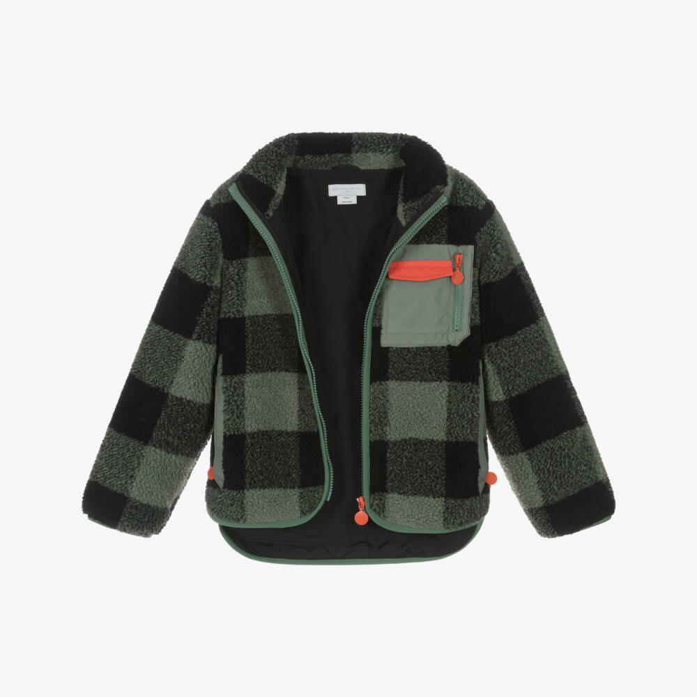 Stella McCartney Kids-Boys Green Check Fleece Jacket | Childrensalon Outlet