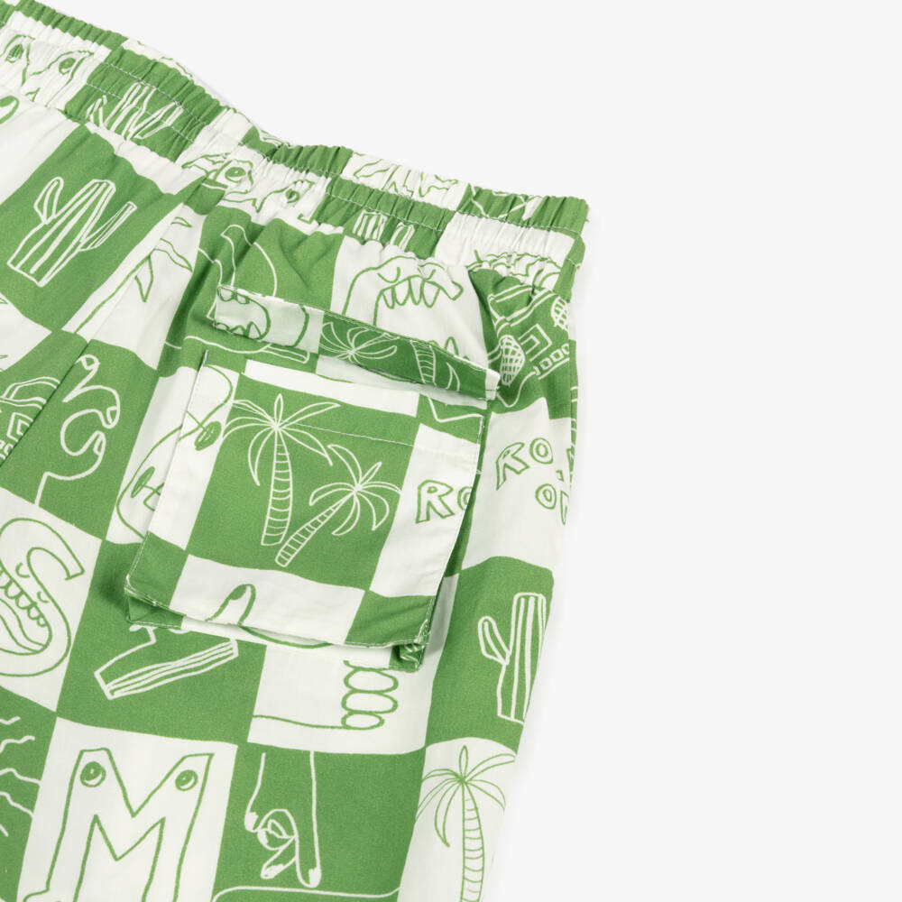 Stella McCartney Kids-Boys Green Checkered Patterned Shorts | Childrensalon Outlet