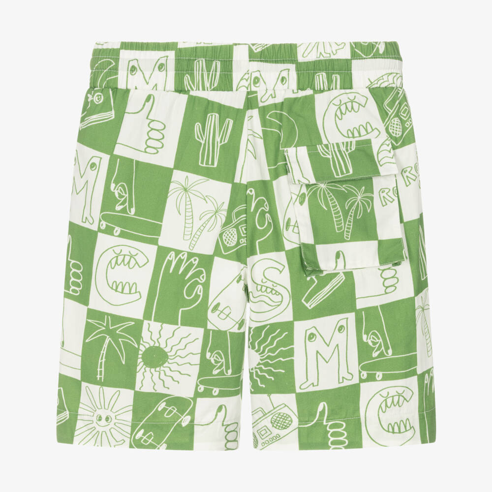 Stella McCartney Kids-Boys Green Checkered Patterned Shorts | Childrensalon Outlet