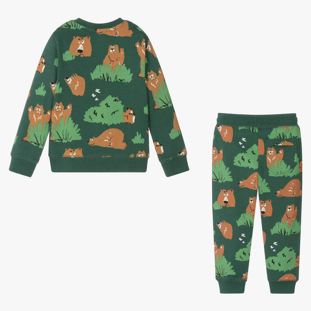 Stella McCartney Kids-Boys Green Cotton Bear Tracksuit | Childrensalon Outlet