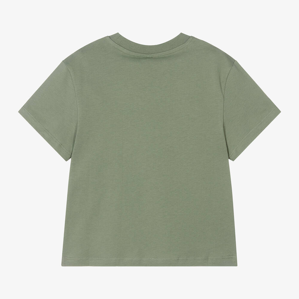 Stella McCartney Kids-Зеленая хлопковая футболка с монстром для мальчиков | Childrensalon Outlet