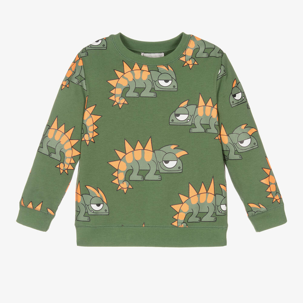 Stella McCartney Kids - Зеленая хлопковая футболка с гекконами | Childrensalon