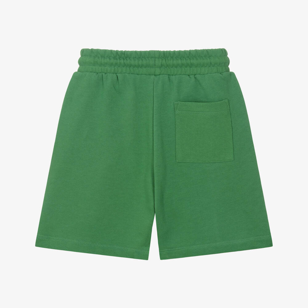 Stella McCartney Kids-Boys Green Cotton Jersey Shorts with Logo Tab | Childrensalon Outlet