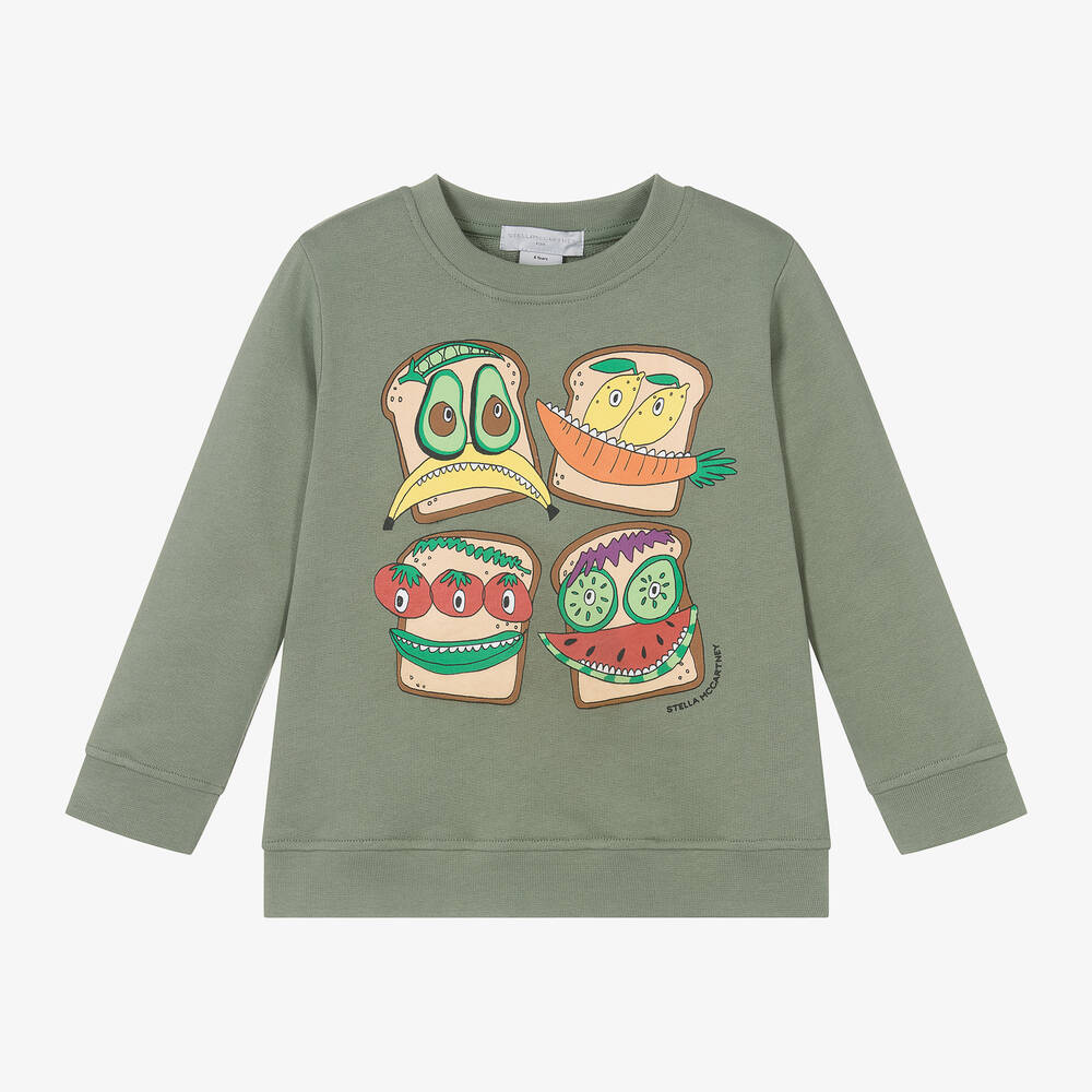 Stella McCartney Kids-Boys Green Cotton Sandwich Sweatshirt | Childrensalon Outlet