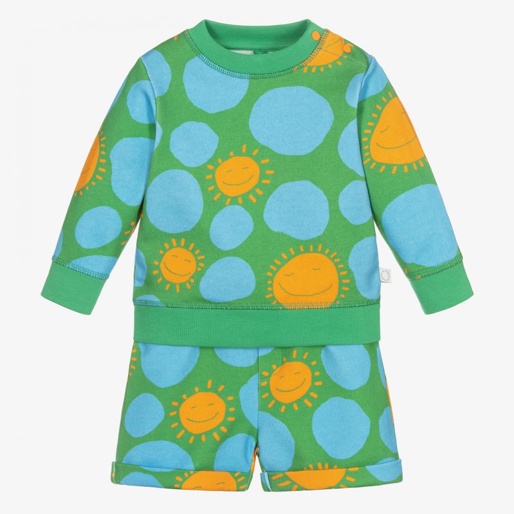 Stella McCartney Kids - Boys Green Cotton Shorts Set  | Childrensalon