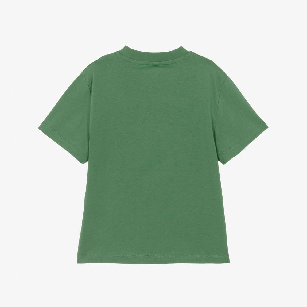Stella McCartney Kids-Boys Green Cotton T-Shirt with Circular Logo | Childrensalon Outlet