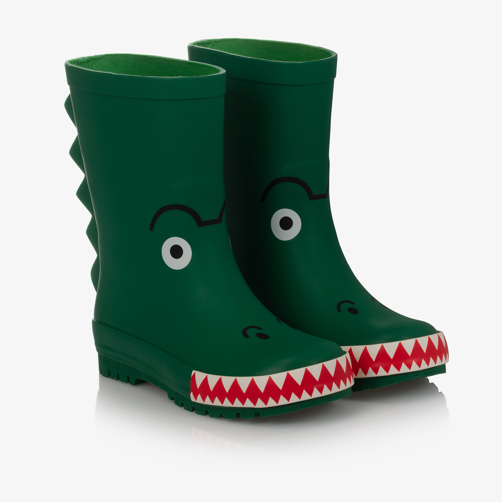 Stella McCartney Kids - Boys Green Croc Rain Boots | Childrensalon