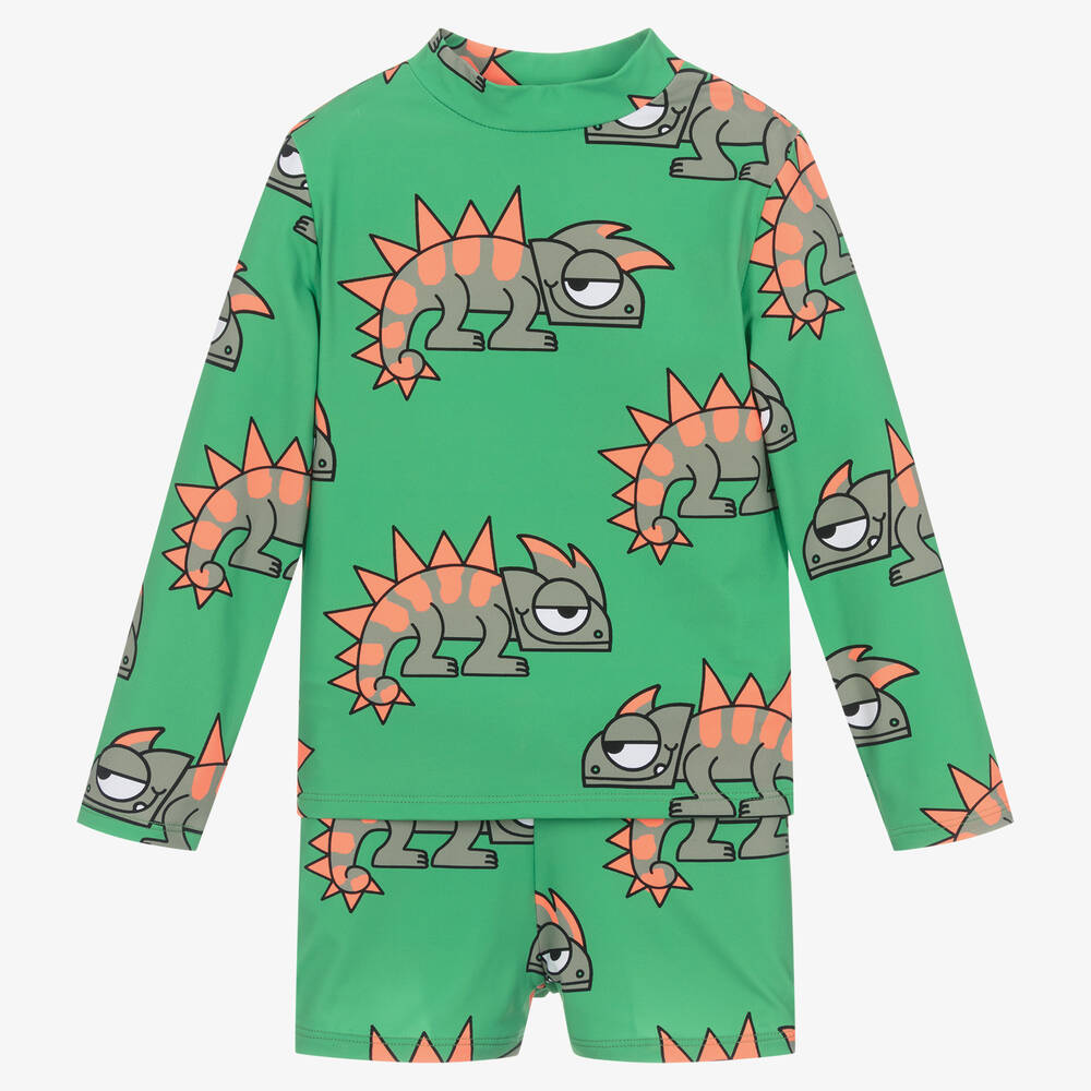 Stella McCartney Kids - Зеленый купальный костюм с гекконами | Childrensalon