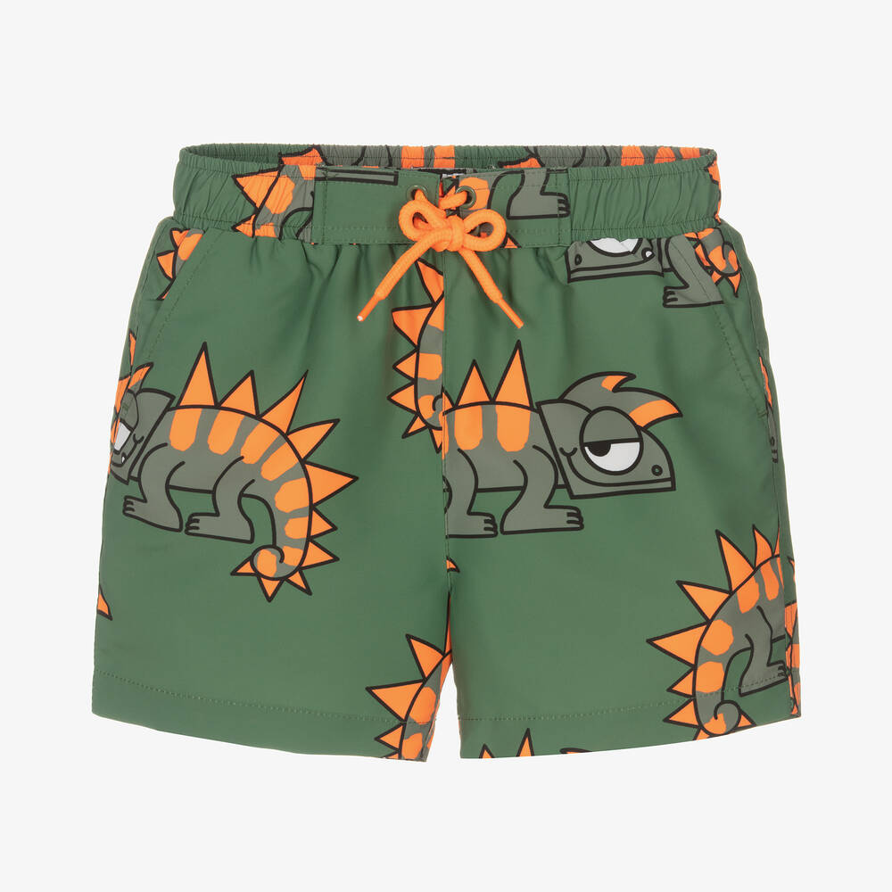 Stella McCartney Kids - Зеленые плавки-шорты с гекконами | Childrensalon
