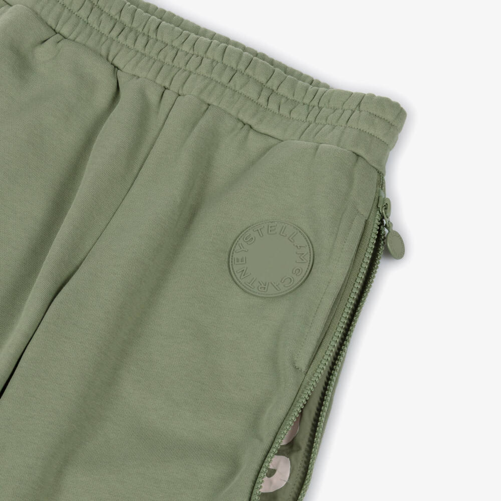 Stella McCartney Kids-Boys Green Joggers with Zipped Slogan Sides | Childrensalon Outlet