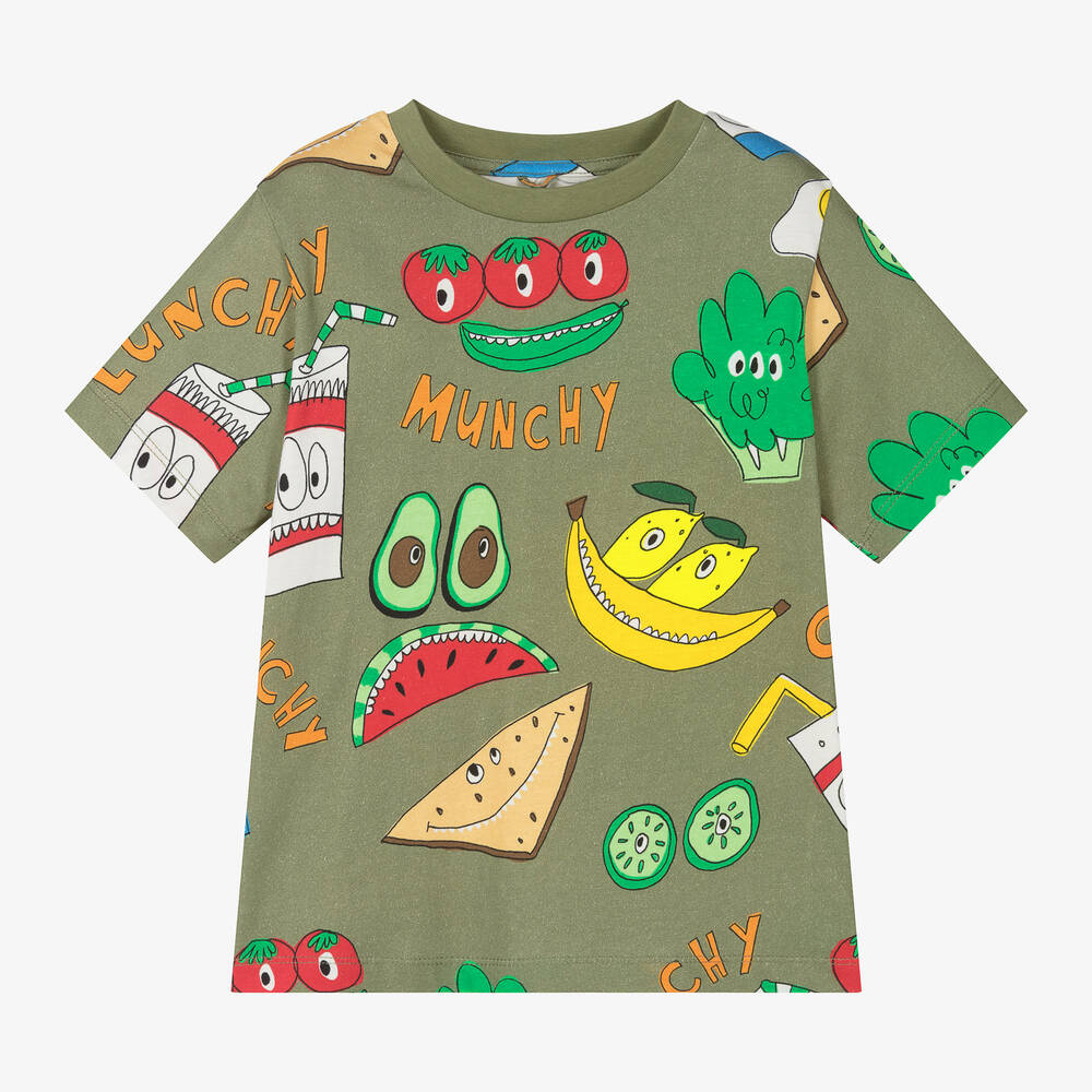 Stella McCartney Kids-Boys Green Organic Cotton Fruit T-Shirt | Childrensalon Outlet