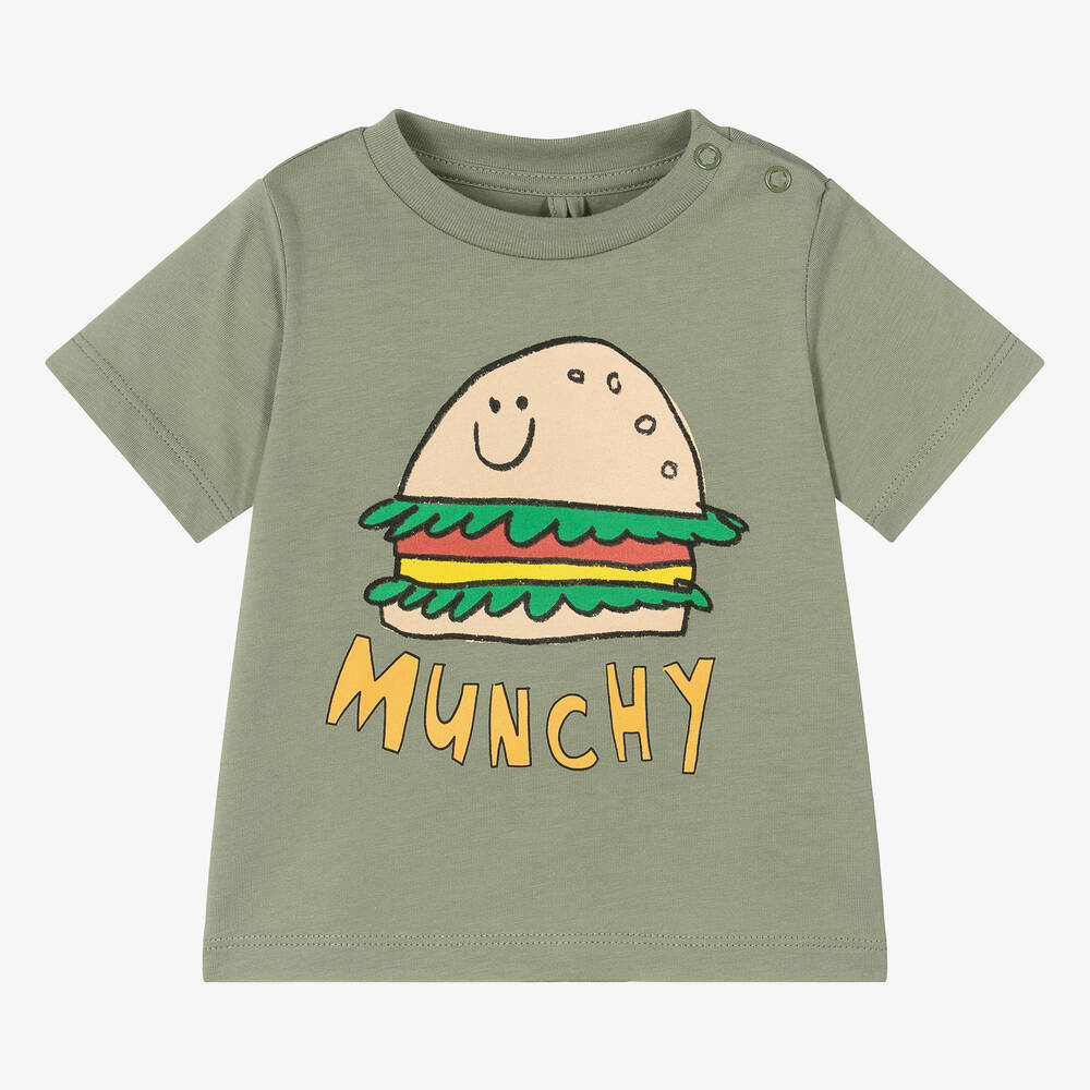 Stella McCartney Kids-Boys Green Organic Cotton Sandwich T-Shirt | Childrensalon Outlet