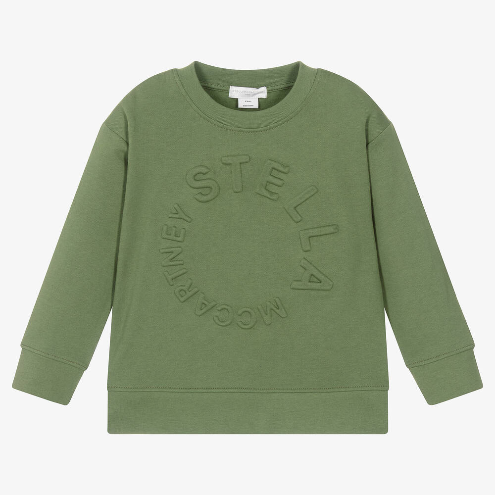 Stella McCartney Kids - Grünes geprägtes Baumwollsweatshirt | Childrensalon