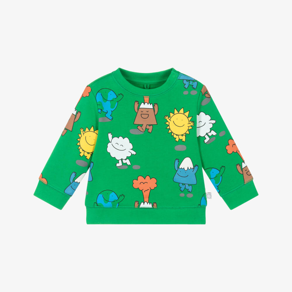 Stella McCartney Kids-Зеленый игривый хлопковый свитшот для мальчиков | Childrensalon Outlet