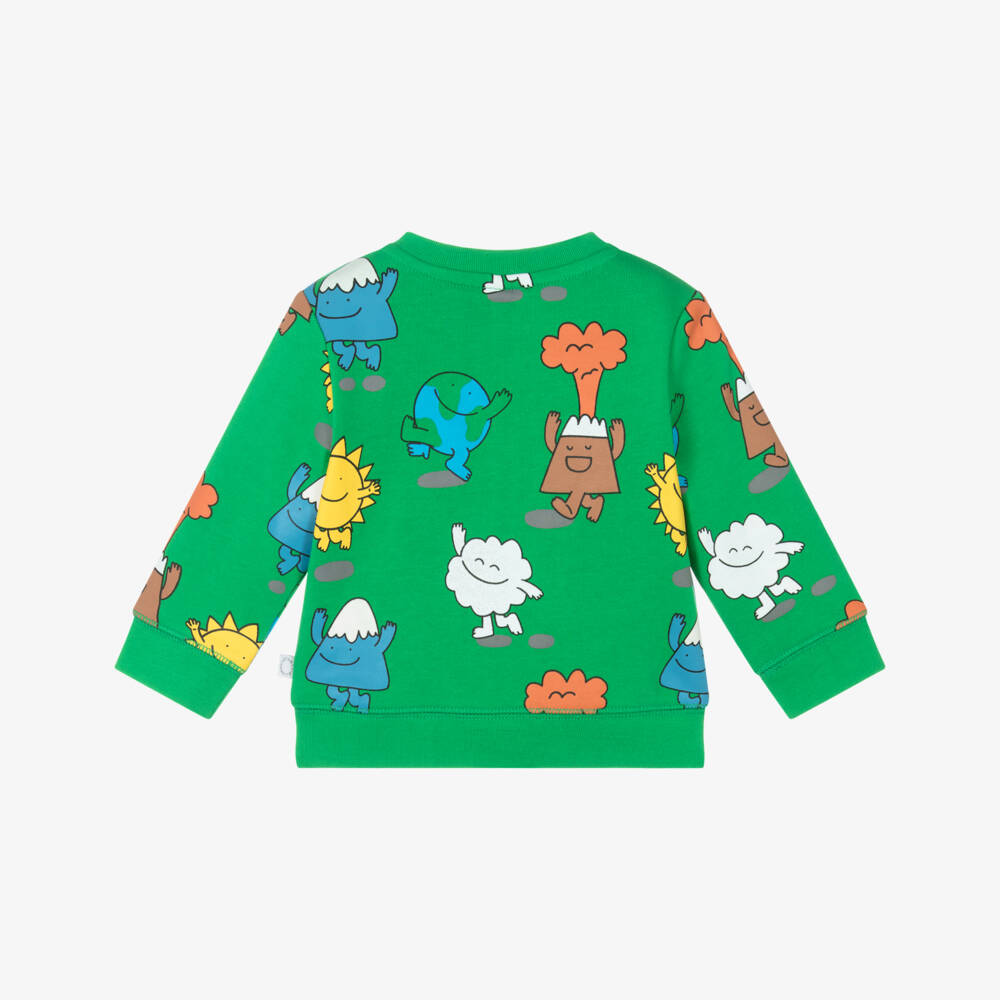 Stella McCartney Kids-Зеленый игривый хлопковый свитшот для мальчиков | Childrensalon Outlet