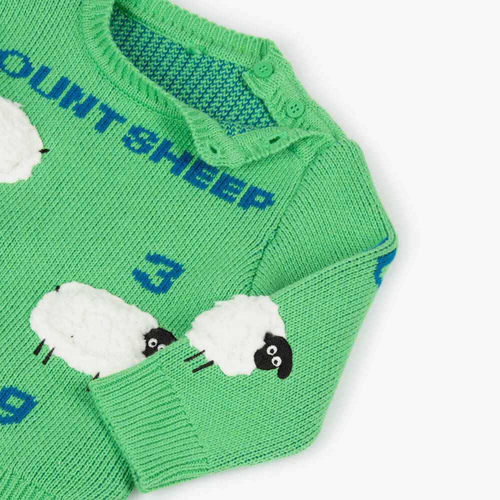 Stella McCartney Kids-Boys Green Sheep Knit Jumper | Childrensalon Outlet