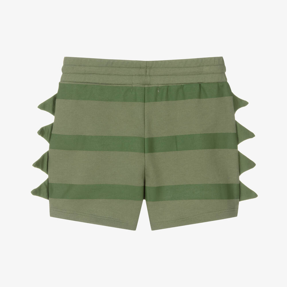 Stella McCartney Kids-Boys Green Striped Cotton Shorts | Childrensalon Outlet
