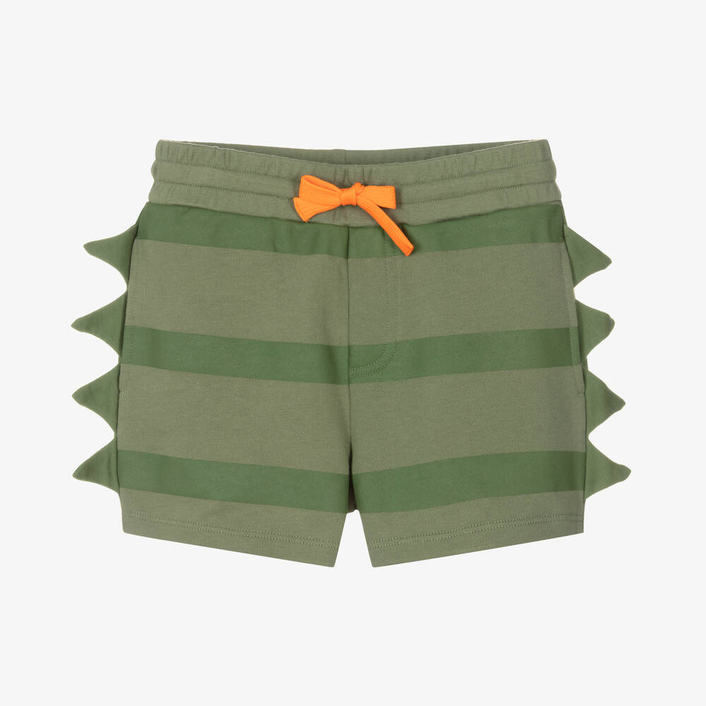 Stella McCartney Kids - Boys Green Striped Cotton Shorts | Childrensalon