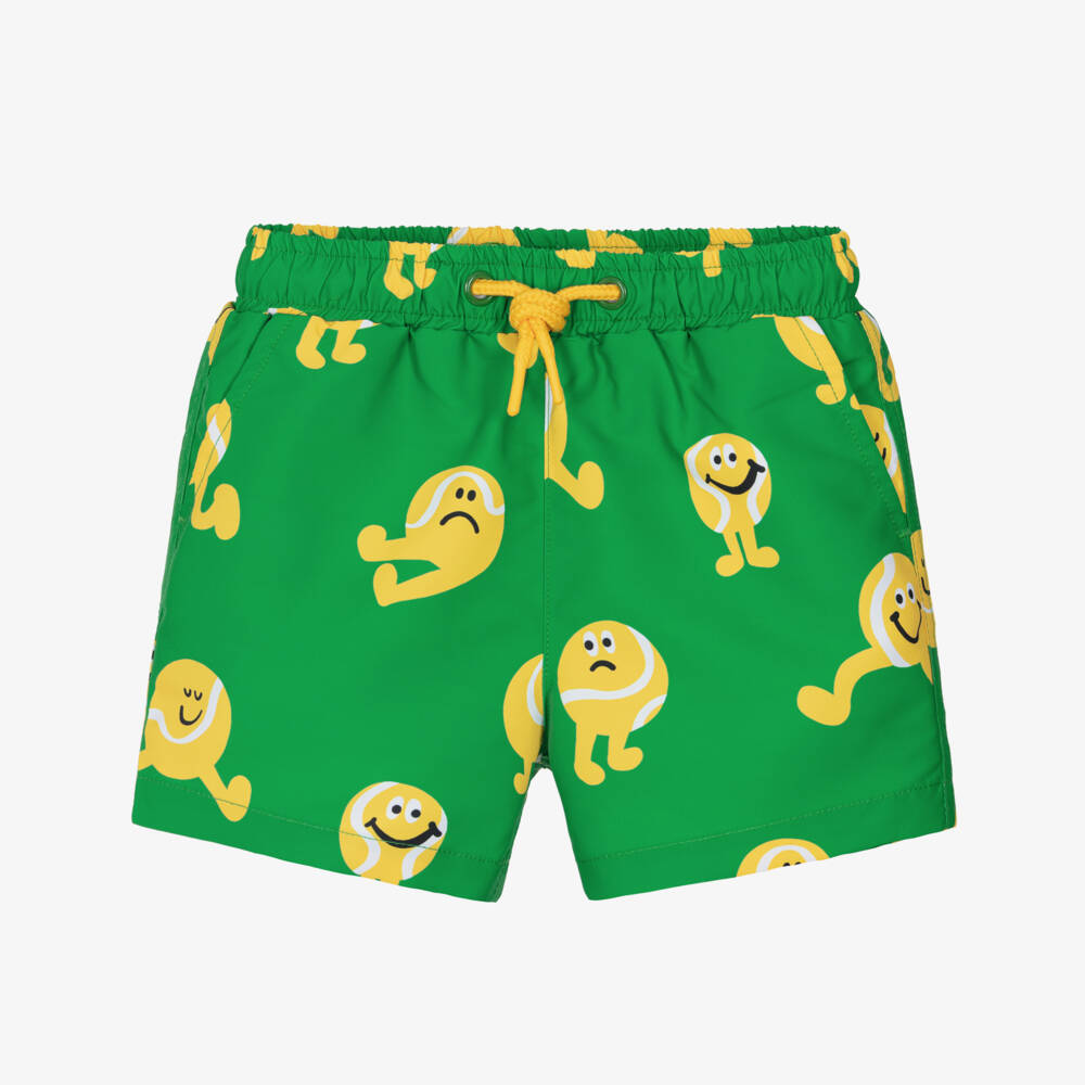 Stella McCartney Kids-Boys Green Tennis Ball Character Swim Shorts | Childrensalon Outlet