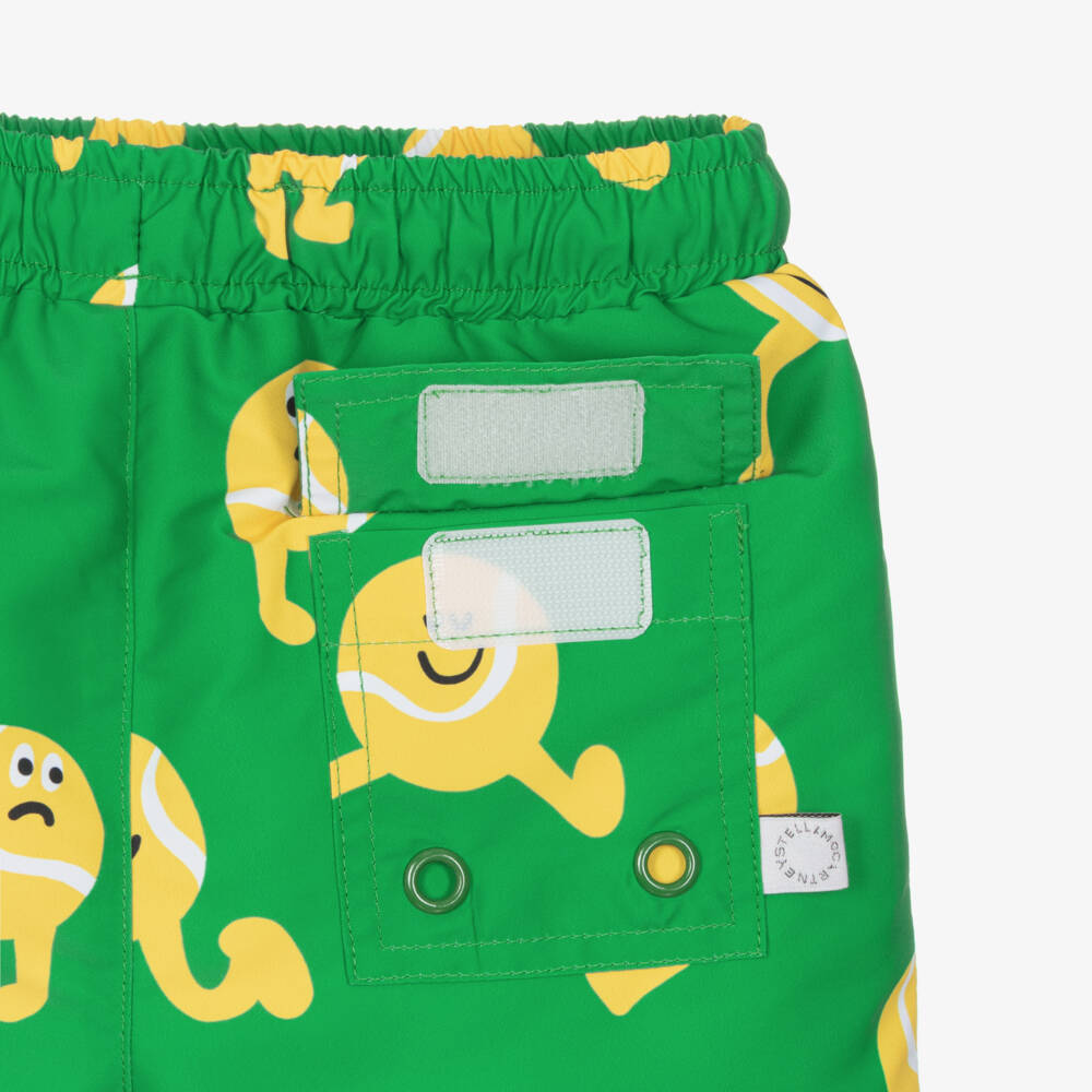 Stella McCartney Kids-Boys Green Tennis Ball Character Swim Shorts | Childrensalon Outlet